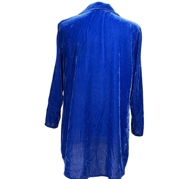 Habitat blue velvet swing Jacket, artsy, creative, luxe bohemian, holiday, cozy - Picture 3 of 5